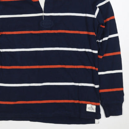 Marks and Spencer Boys Blue 13-14 Years Striped Henley Sweatshirt
