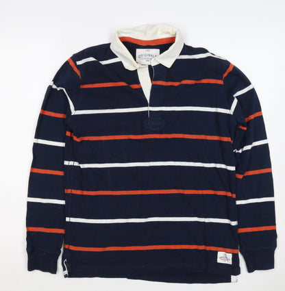Marks and Spencer Boys Blue 13-14 Years Striped Henley Sweatshirt