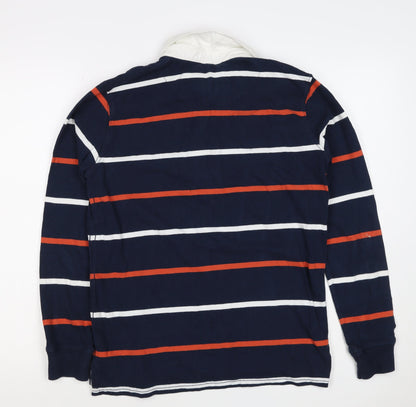 Marks and Spencer Boys Blue 13-14 Years Striped Henley Sweatshirt