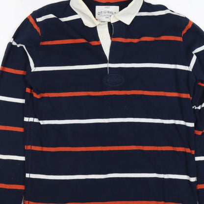 Marks and Spencer Boys Blue 13-14 Years Striped Henley Sweatshirt