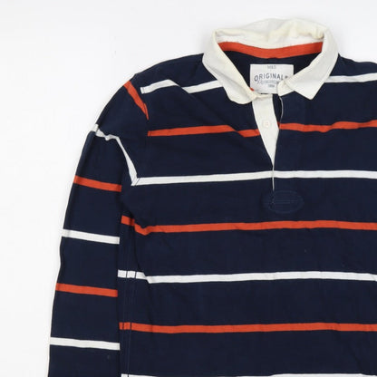 Marks and Spencer Boys Blue 13-14 Years Striped Henley Sweatshirt