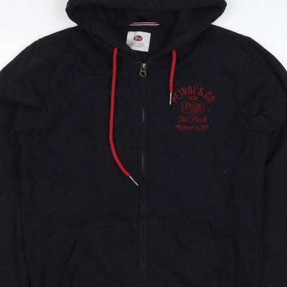 Petrol Men Black M Full Zip Hooded Logo Sweatshirt Graphic Print
