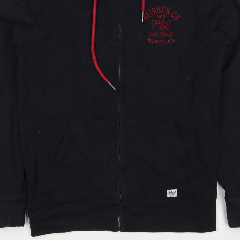 Petrol Men Black M Full Zip Hooded Logo Sweatshirt Graphic Print