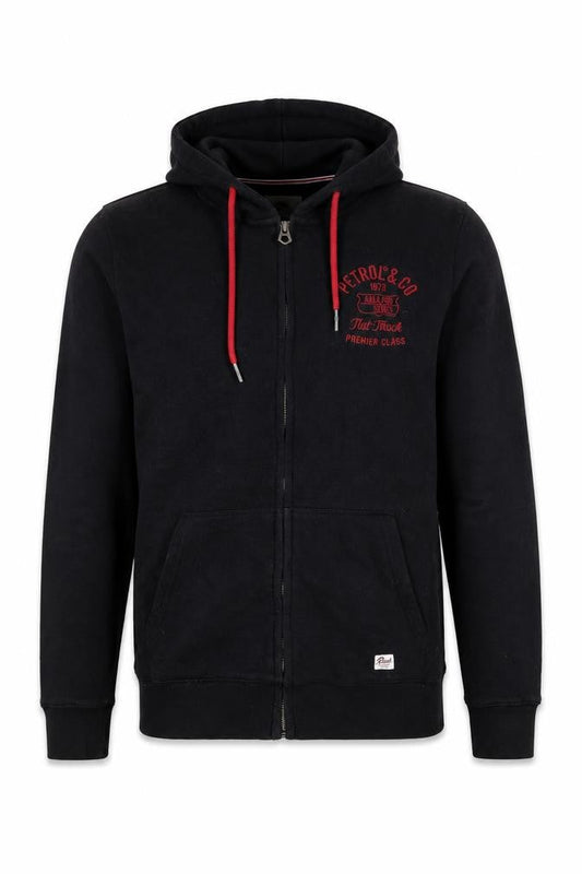 Front view of Petrol Men Black M Full Zip Hooded Logo Sweatshirt Graphic Print
