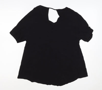River Island Women’s Black Size 8 Keyhole Puff Sleeve Viscose Blouse