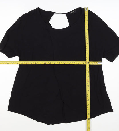 River Island Women’s Black Size 8 Keyhole Puff Sleeve Viscose Blouse