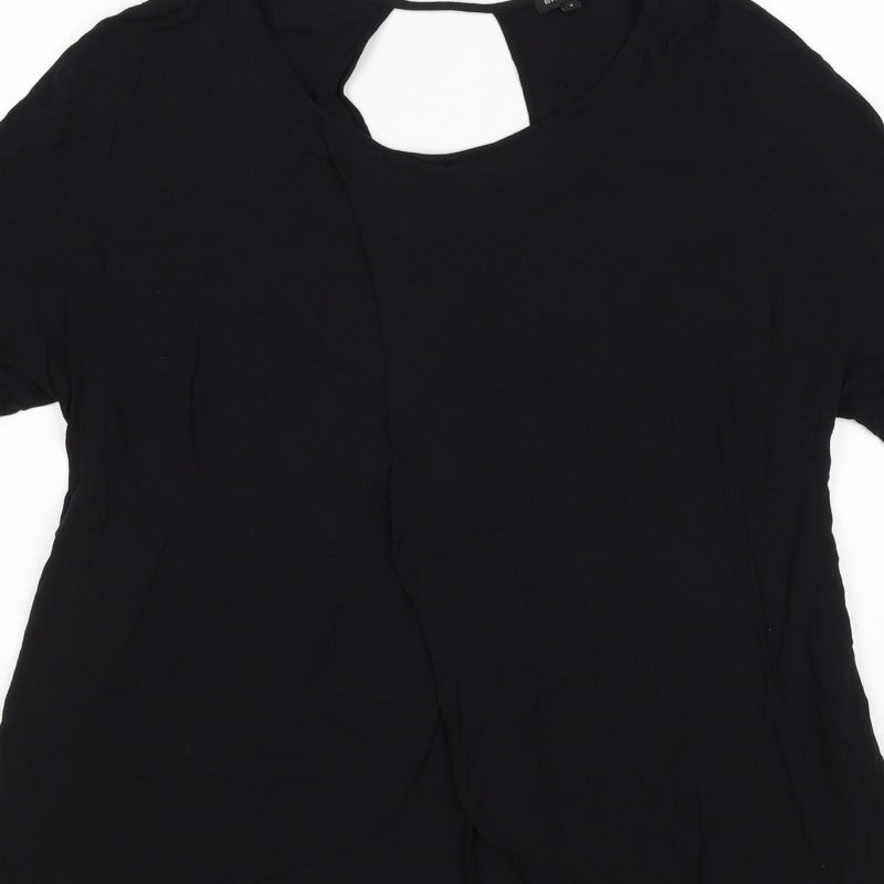 River Island Women’s Black Size 8 Keyhole Puff Sleeve Viscose Blouse