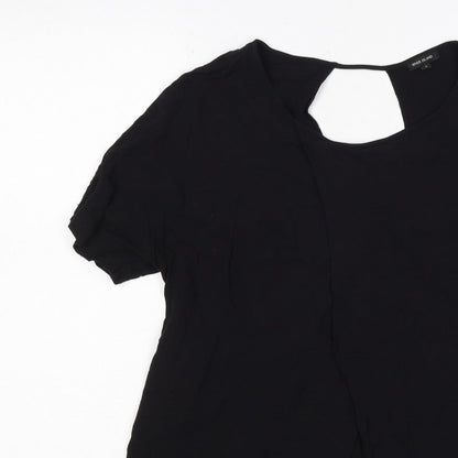 River Island Women’s Black Size 8 Keyhole Puff Sleeve Viscose Blouse