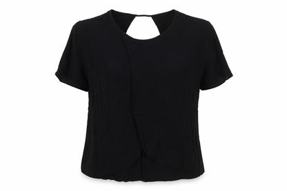 River Island Women’s Black Size 8 Keyhole Puff Sleeve Viscose Blouse