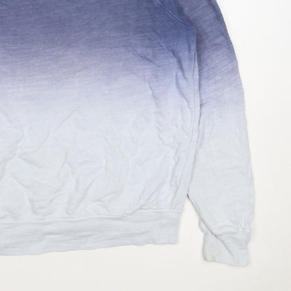 M&S Collection Women Blue Ombre Cotton Pullover Sweatshirt UK 12