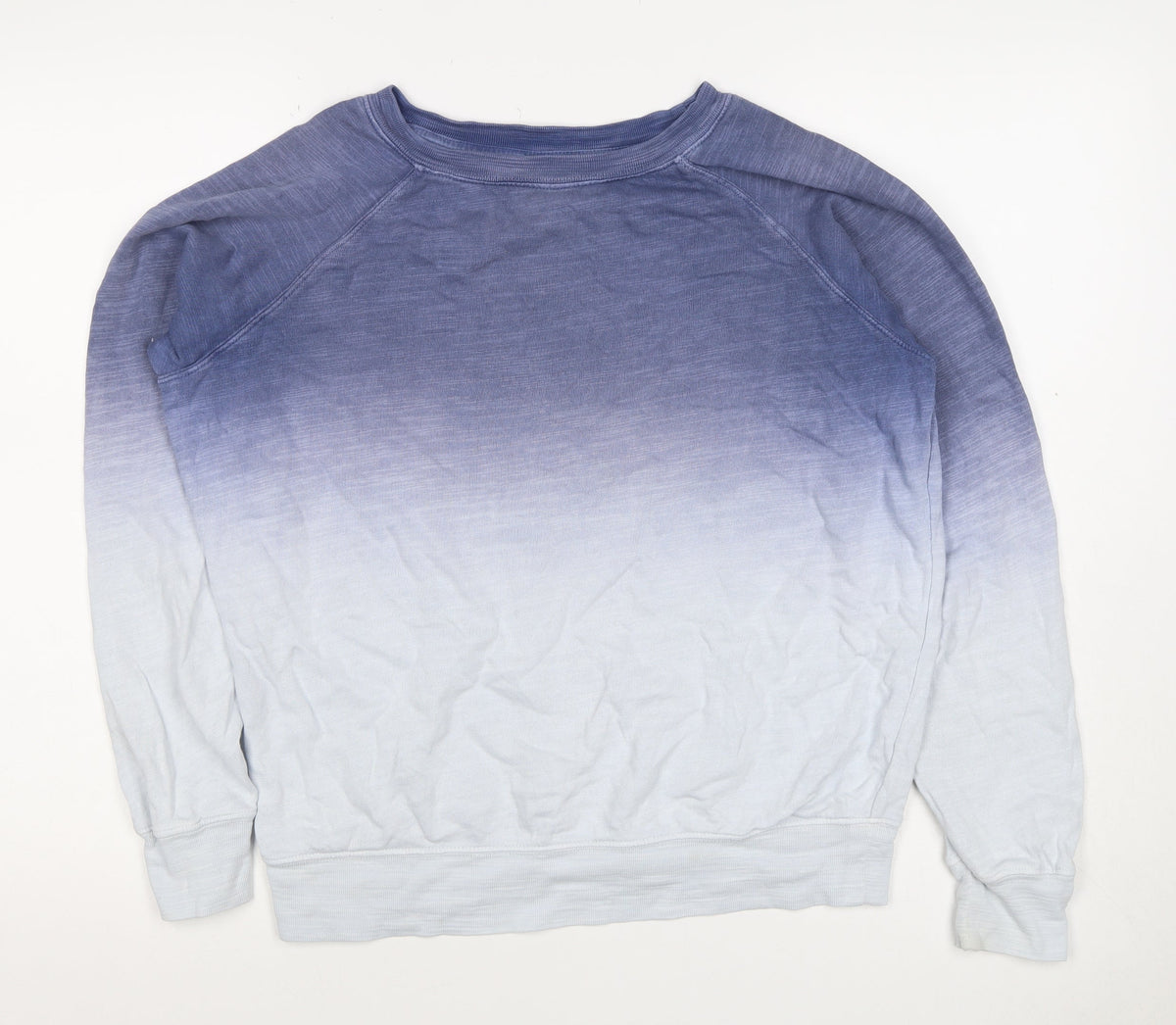 M&S Collection Women Blue Ombre Cotton Pullover Sweatshirt UK 12
