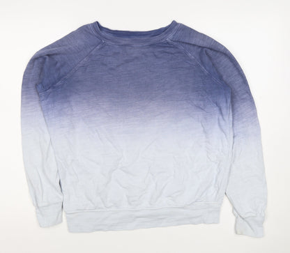 M&S Collection Women Blue Ombre Cotton Pullover Sweatshirt UK 12