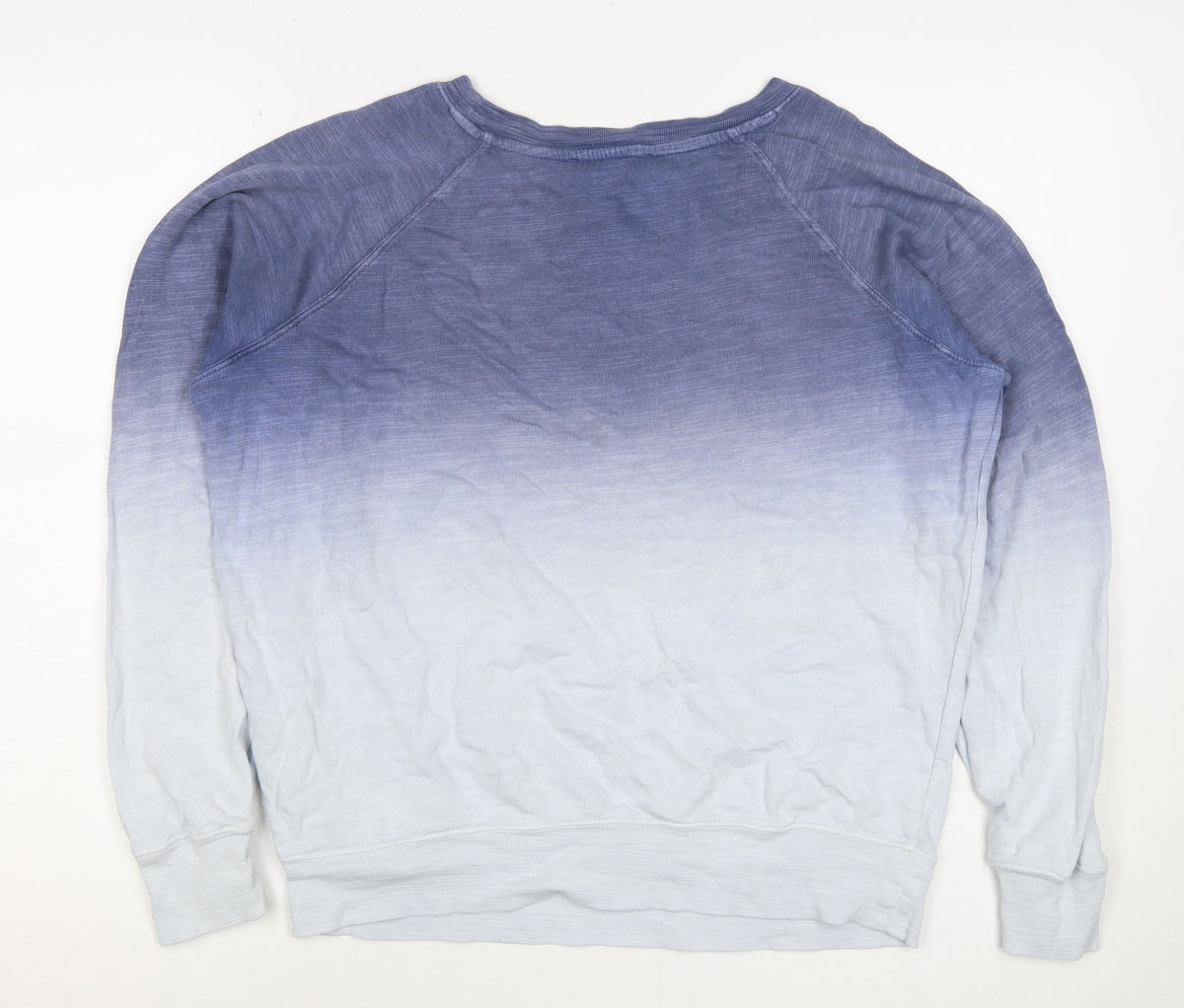 M&S Collection Women Blue Ombre Cotton Pullover Sweatshirt UK 12