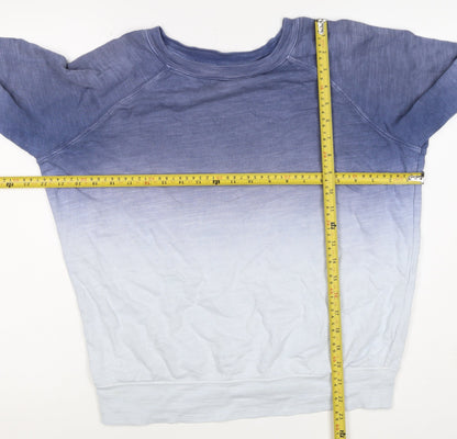 M&S Collection Women Blue Ombre Cotton Pullover Sweatshirt UK 12