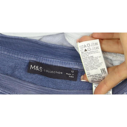 M&S Collection Women Blue Ombre Cotton Pullover Sweatshirt UK 12