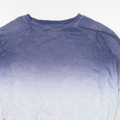 M&S Collection Women Blue Ombre Cotton Pullover Sweatshirt UK 12