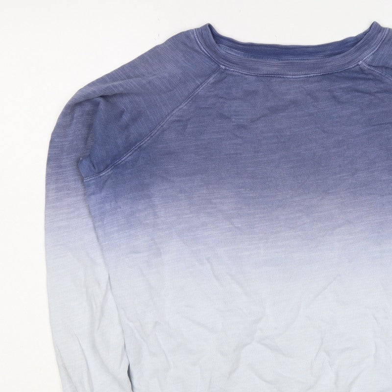 M&S Collection Women Blue Ombre Cotton Pullover Sweatshirt UK 12