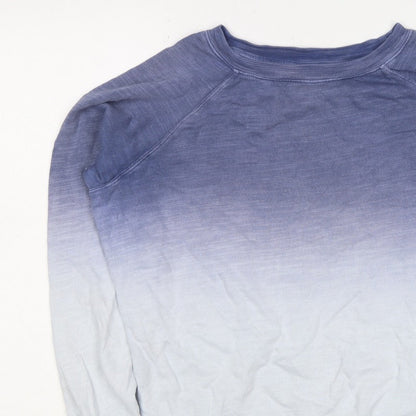 M&S Collection Women Blue Ombre Cotton Pullover Sweatshirt UK 12