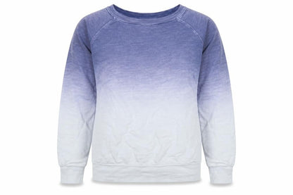 M&S Collection Women Blue Ombre Cotton Pullover Sweatshirt UK 12