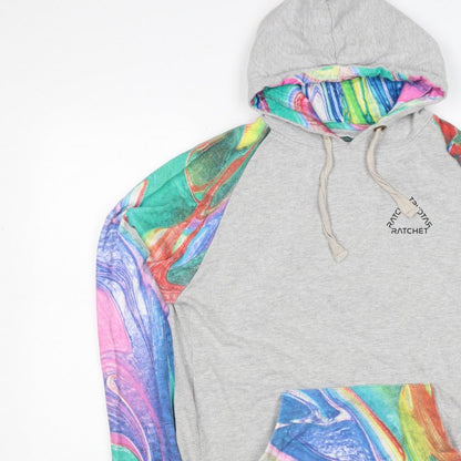 Ratchet Men’s Grey Multicoloured Hoodie M Pullover Graphic Print