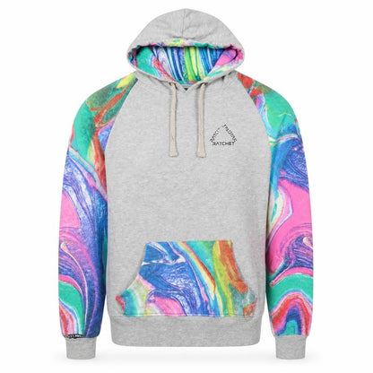 Ratchet Men’s Grey Multicoloured Hoodie M Pullover Graphic Print