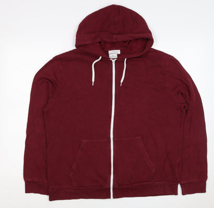 Topman Men’s Burgundy Red L Full Zip Hooded Fleece Hoodie