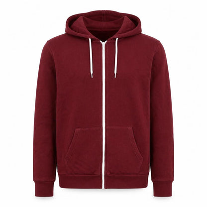Topman Men’s Burgundy Red L Full Zip Hooded Fleece Hoodie