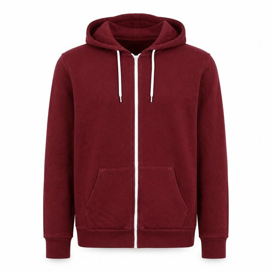 Topman Men’s Burgundy Red L Full Zip Hooded Fleece Hoodie