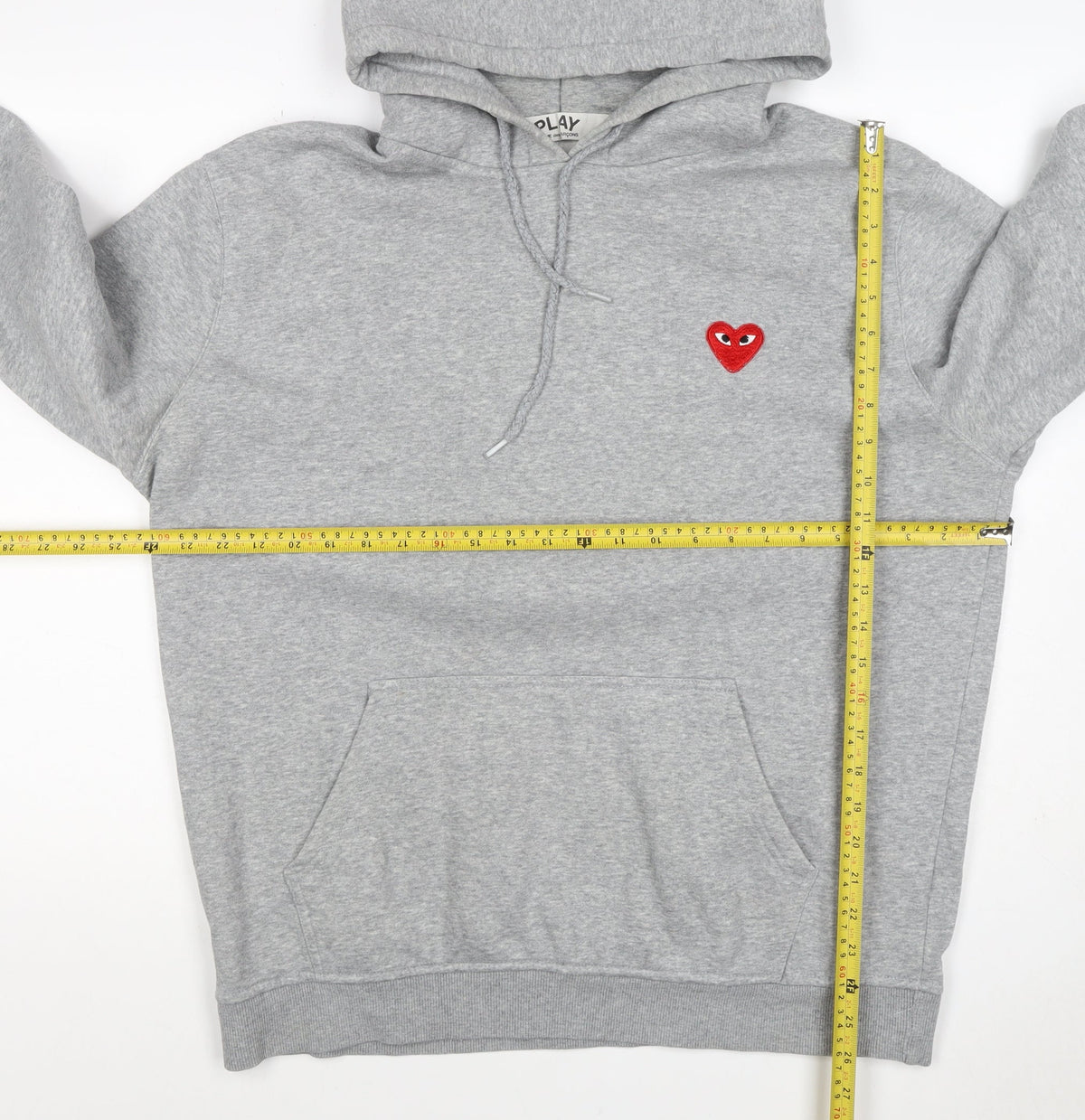 Comme des Garçons PLAY Women Grey 3XL Pullover Hoodie Heart Embroidered