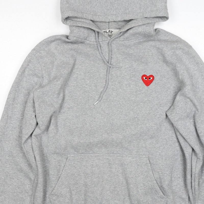 Comme des Garçons PLAY Women Grey 3XL Pullover Hoodie Heart Embroidered