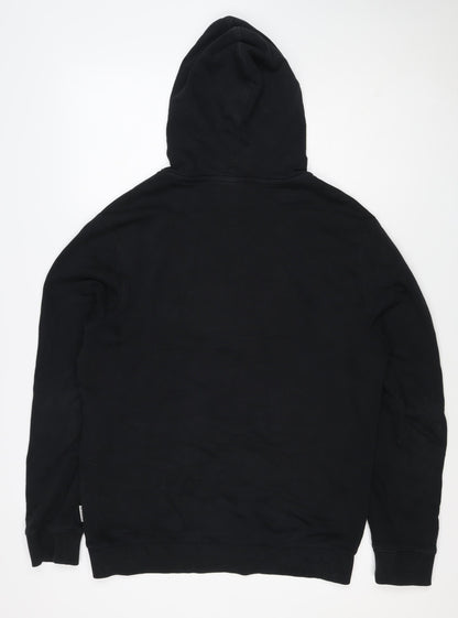 Napapijri Men’s Black L Pullover Hoodie Logo Flag Graphic