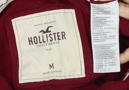 Hollister Men’s Red M Full Zip Hooded Logo Fleece Hoodie
