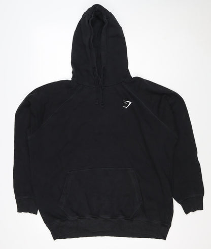 Gymshark Men’s Black XL Pullover Hoodie Logo Gym Training Pockets