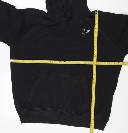 Gymshark Men’s Black XL Pullover Hoodie Logo Gym Training Pockets