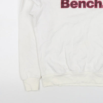 Bench Women’s White Pink Logo Crew Neck Pullover Sweatshirt UK 16 XL