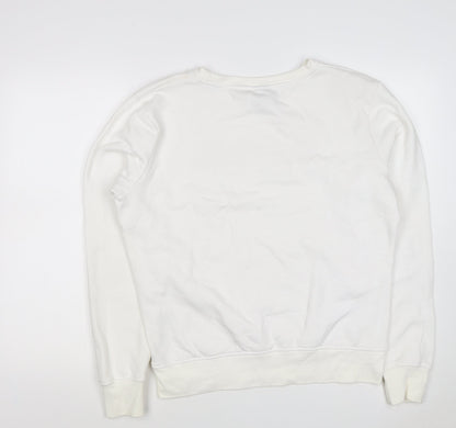 Bench Women’s White Pink Logo Crew Neck Pullover Sweatshirt UK 16 XL