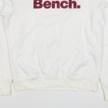 Bench Women’s White Pink Logo Crew Neck Pullover Sweatshirt UK 16 XL