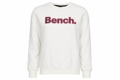 Bench Women’s White Pink Logo Crew Neck Pullover Sweatshirt UK 16 XL
