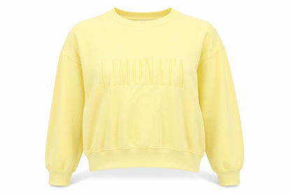 H&M Women Yellow S Pullover Sweatshirt Embroidered Logo Crew Neck