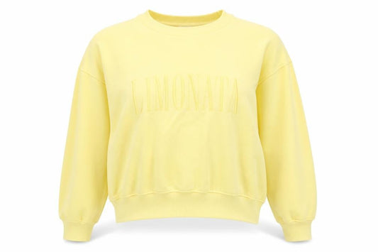 H&M Women Yellow S Pullover Sweatshirt Embroidered Logo Crew Neck