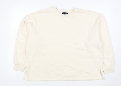 New Look Women Ivory L Longline Crew Neck Side Split Sweatshirt