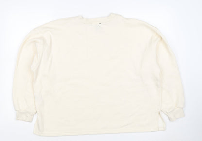 New Look Women Ivory L Longline Crew Neck Side Split Sweatshirt