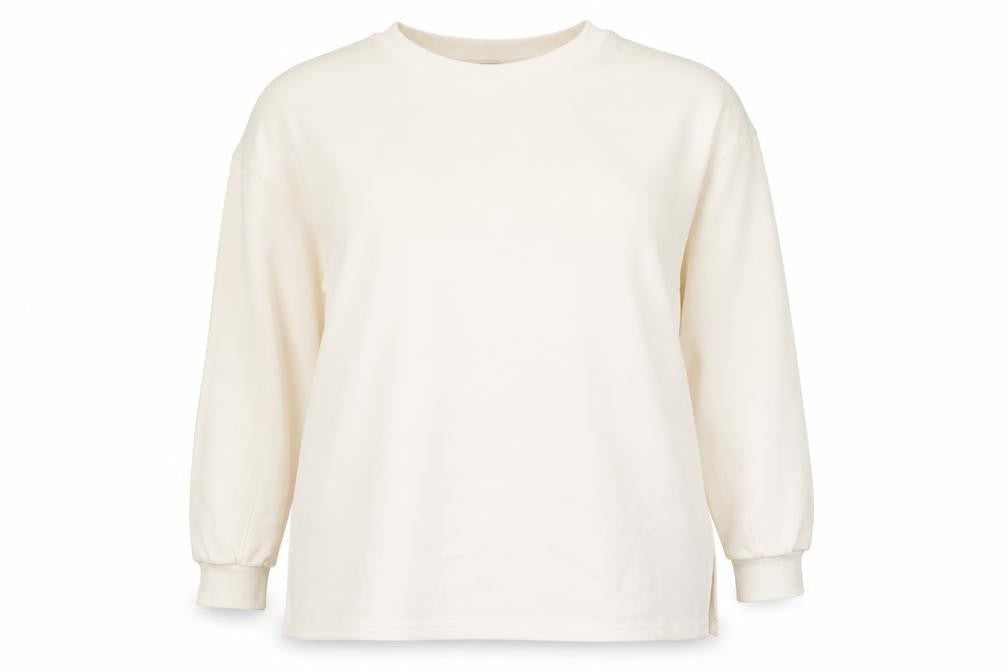 New Look Women Ivory L Longline Crew Neck Side Split Sweatshirt
