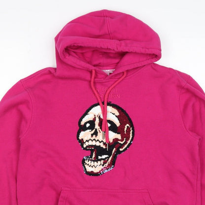 Internet Sensation Shop Women Pink M Skull Sequin Pullover Hoodie