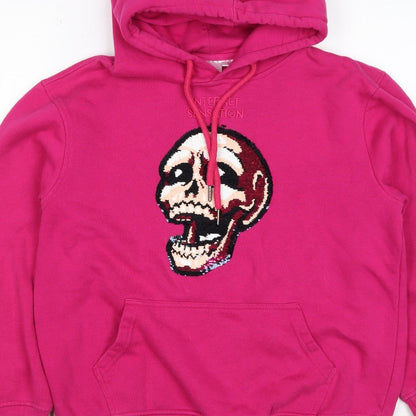 Internet Sensation Shop Women Pink M Skull Sequin Pullover Hoodie