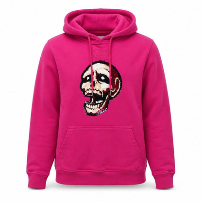 Internet Sensation Shop Women Pink M Skull Sequin Pullover Hoodie