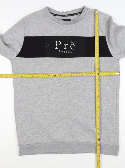 Prè London Men’s Grey M Crew Neck Logo Panel Sweatshirt