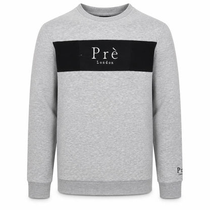 Prè London Men’s Grey M Crew Neck Logo Panel Sweatshirt