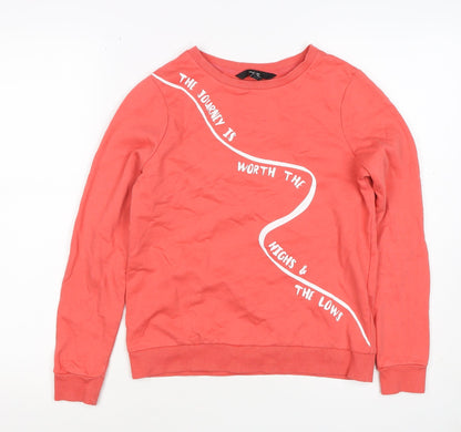 Vero Moda Women Pink XS Pullover Sweatshirt Quote Graphic Cotton