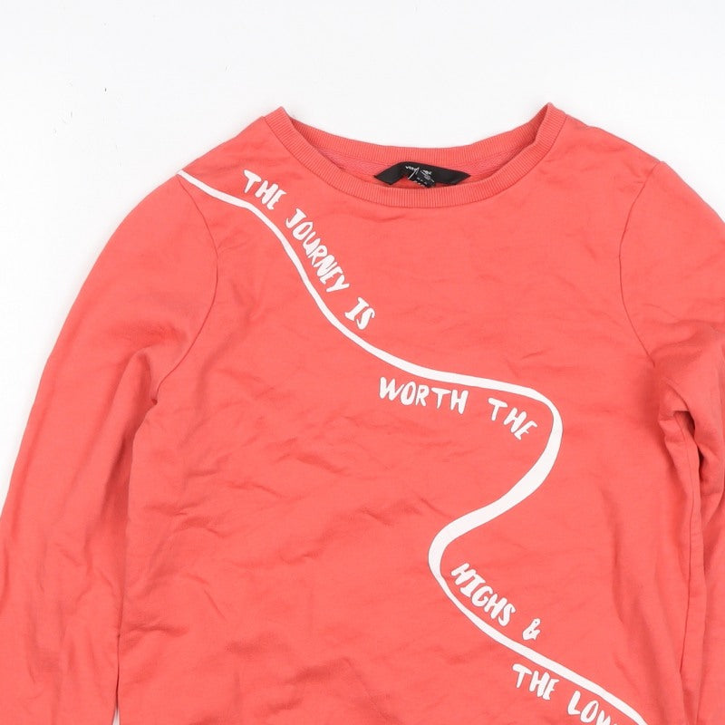 Vero Moda Women Pink XS Pullover Sweatshirt Quote Graphic Cotton